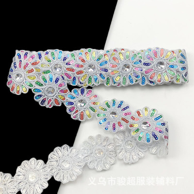 4.5Yards Lovertjes Bloem Kant Lint Gordijn Versieringen Gordijn accessoires Kant Trim Decoratie Kleine kant 6cm breed
