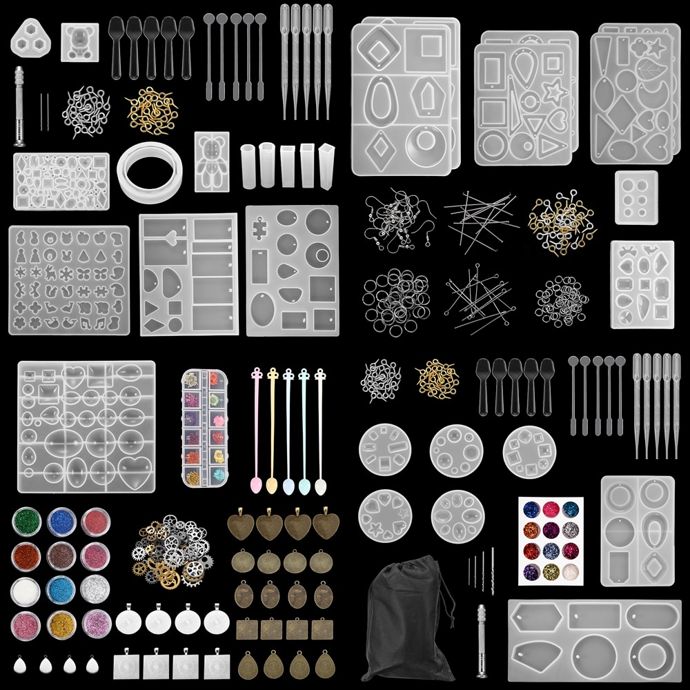 Set de moldes de fundición de silicona para joyería 300 uds, moldes de herramientas de resina epoxi UV de estilo mixto para Diy, Kits de accesorios para hacer joyas