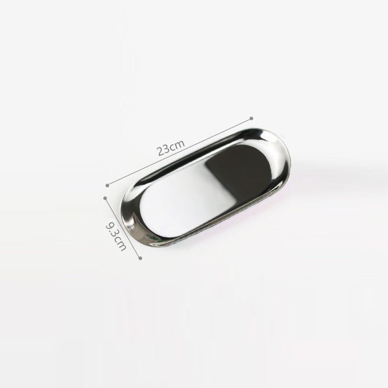 Style nordique ovale bijoux stockage plateau de service plateau en acier inoxydable plateau de nourriture stockage en métal or décoration organisateur de la maison: Silver large