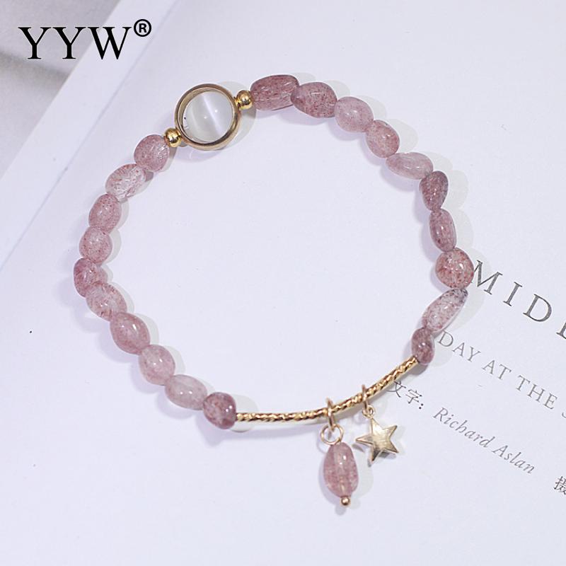 Roze kristallen armband persoonlijkheid meisjesarmband all-match armband voor dagelijks gebruik of matchende kleding maat ca. 16.8cm: Donker goud