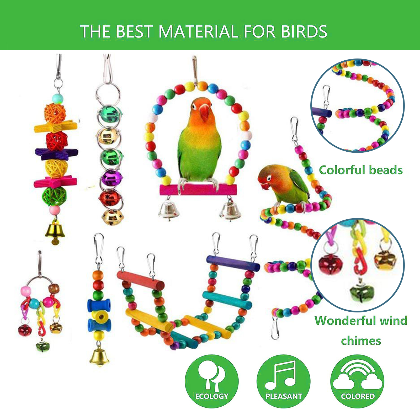 Juego de 16 paquetes de juguetes para loros, variedad de juguetes para jaula de pájaros, accesorios seguros y duraderos, juguetes para pájaros para cacatúas, periquitos