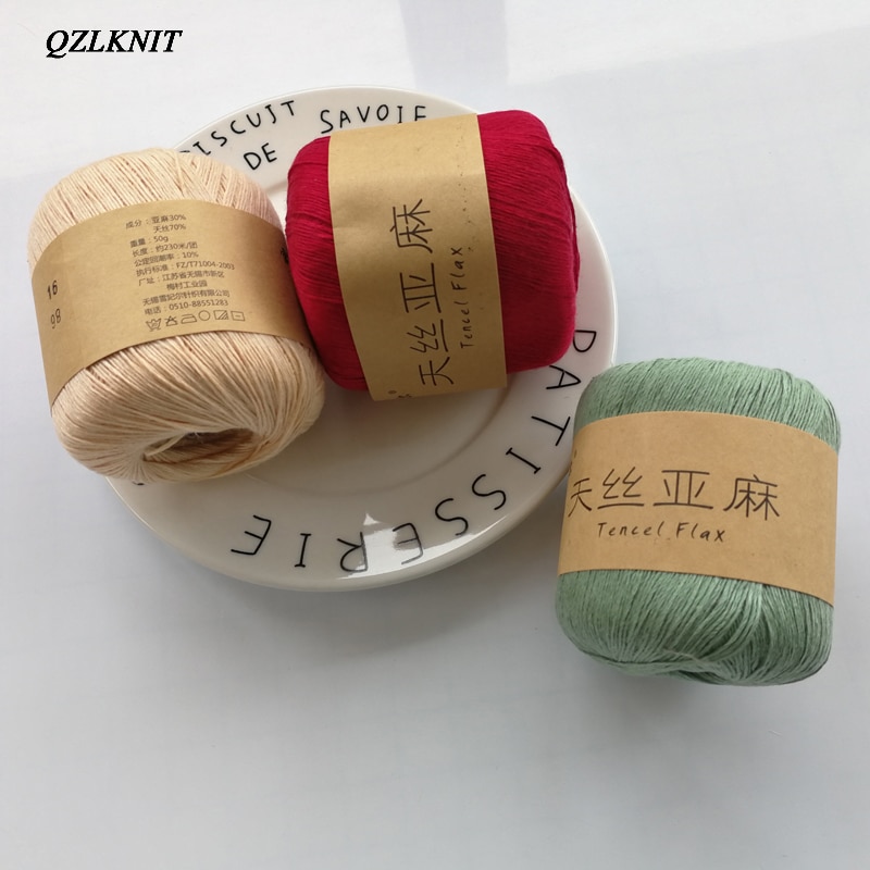 Qzlknit 50g/ nystan vår/sommar babygarn kammad hud affinitet 4 trådar av tencel/linne blandat garn gör det själv virkade skor/kjol etc