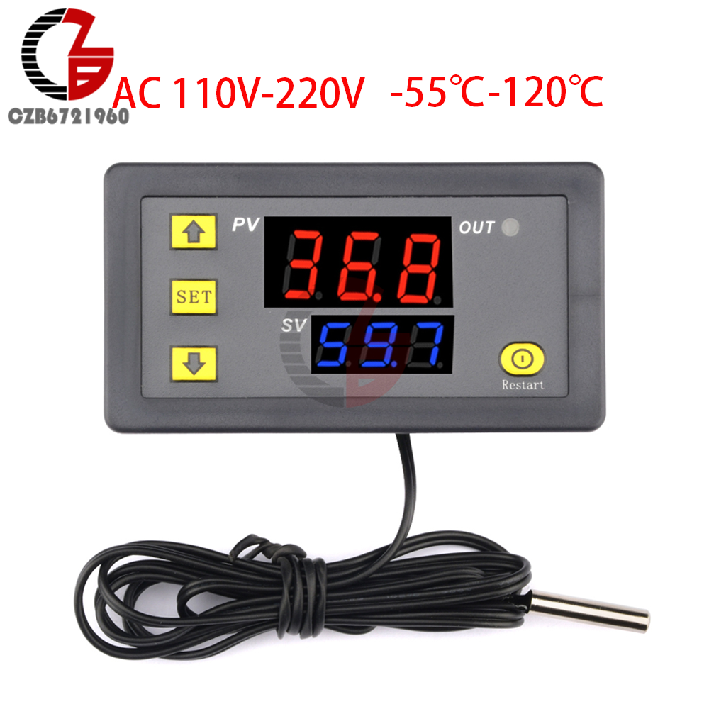W3230 Digital Temperature Controller Thermostat Regulator Switch Sensor 12V 24V 220V Heating Cooling Control Thermoregulator: Gold