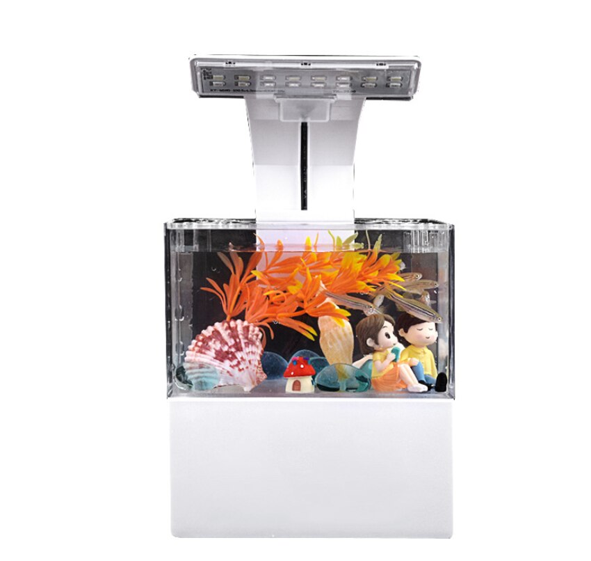 Fish tank landscaping small desktop mini office fish fighting micro landscape self circulation ecological fish tank