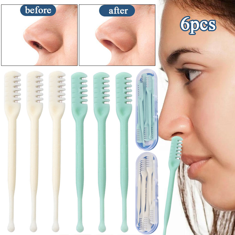 6pcs Double-ended Neus Mes Handleiding Neus Tondeuse Draagbare Oor Scoop Haar Schraper Scheren Neus Haar neus Trimmer Mannen