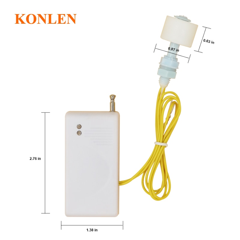 KONLEN Wireless Water Sensor Detector Siren Remote Control Bathroom Overflow Leakage Detection Strobe Siren Alarm System