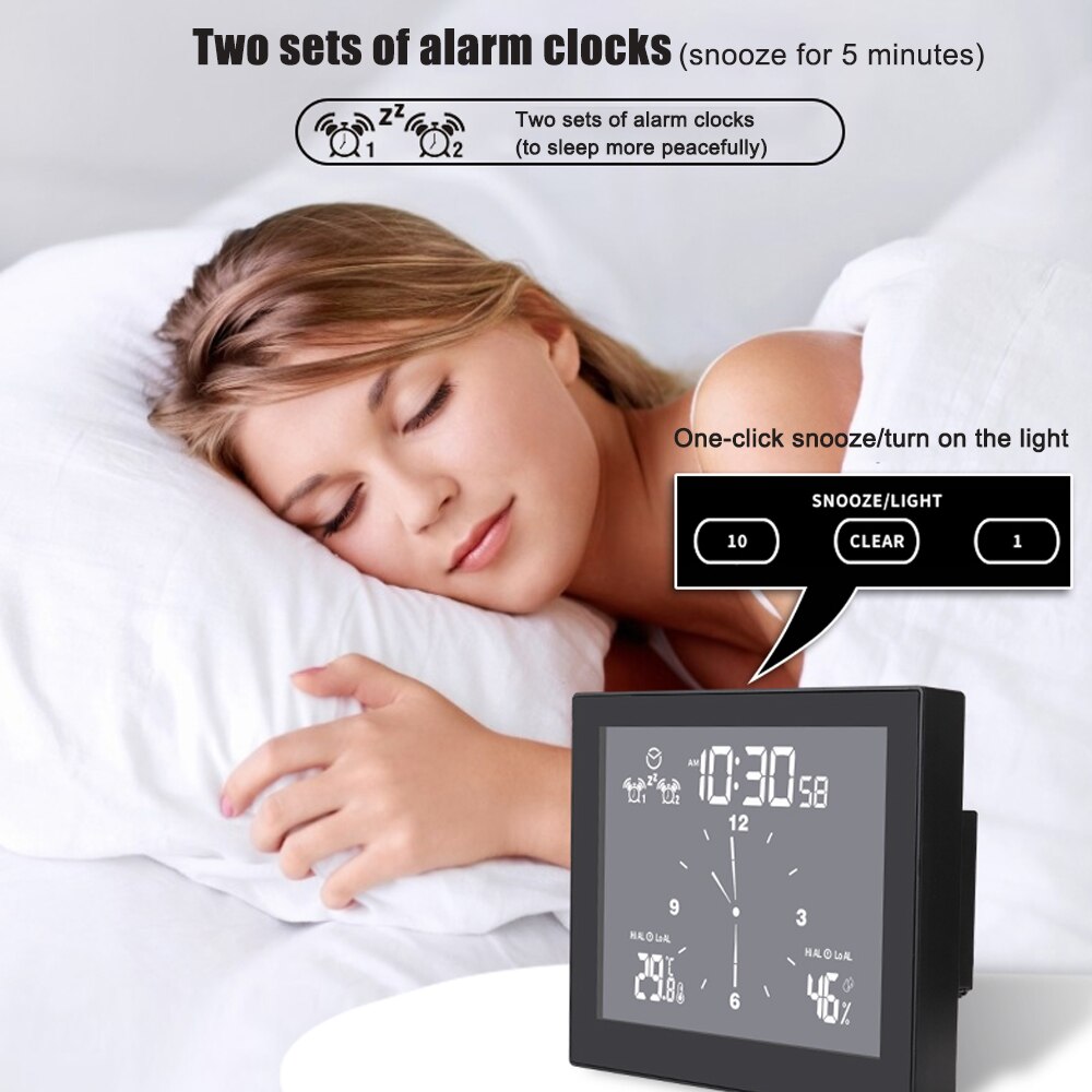 Horloge murale numérique étanche pour salle de bain, fonction de compte à rebours de la température et de l'humidité, minuterie de douche