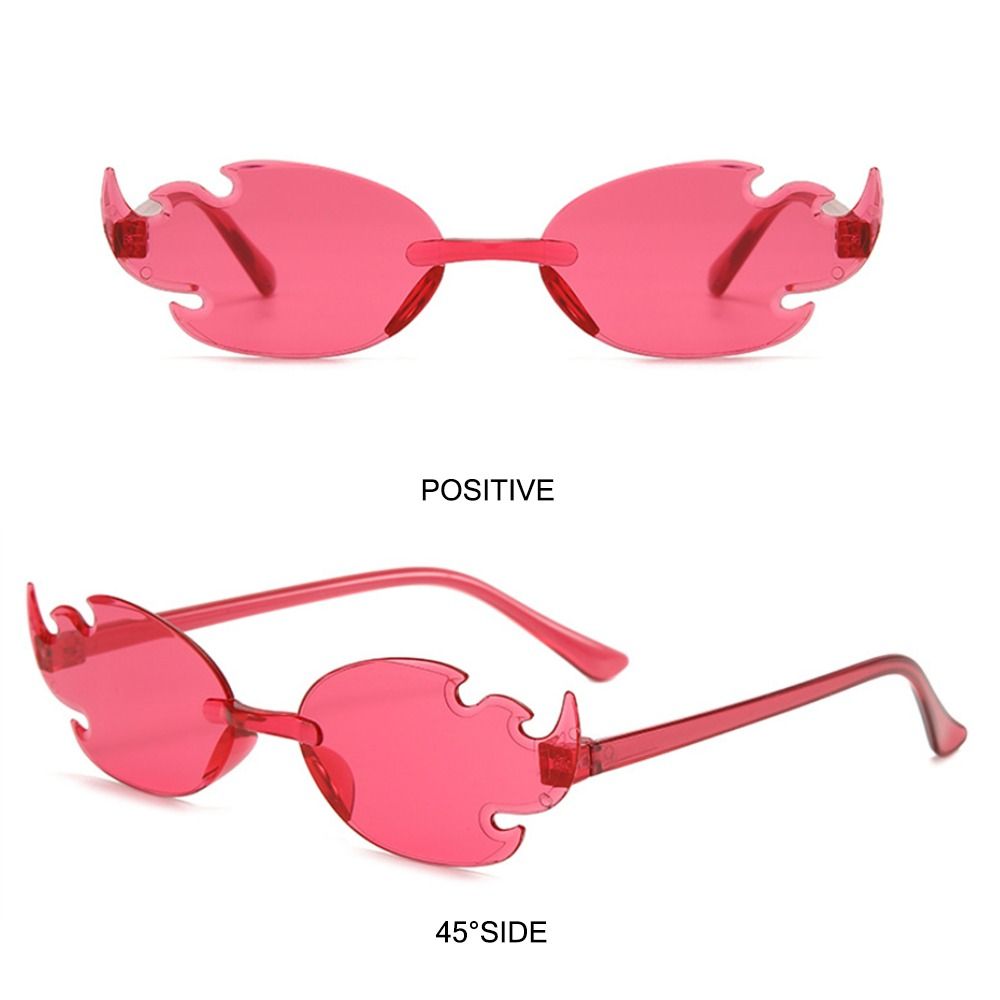 Gafas de sol coloridas con forma de llama de fuego, gafas de sol divertidas sin montura, gafas de Cosplay de para mujeres y hombres