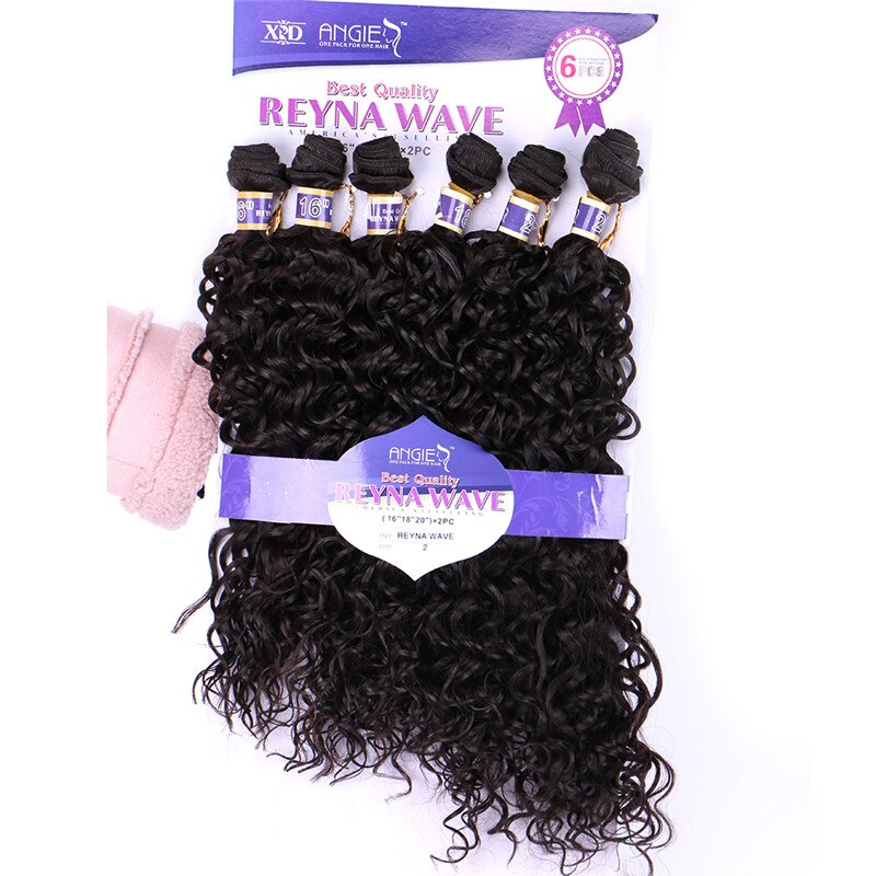 REYNA Water Wave synthetisch haar uitbreiding Hoge Temperatuur 6 stks/partij fiber haar bundels weave: 2