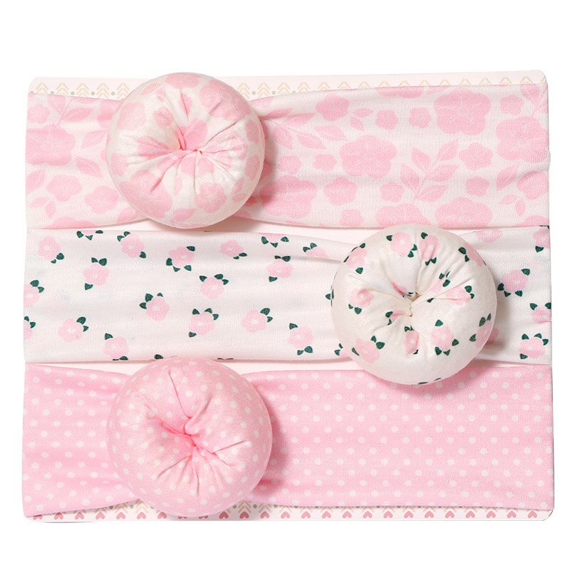 3 unids/set bebé diadema arcos nudo diademas para recién nacidos para chicas con flores y puntos impreso niños turbante bebé accesorios para el pelo: 2