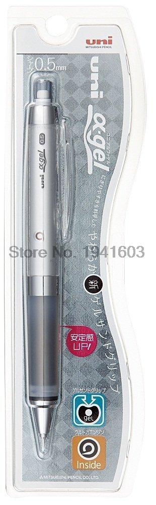 Uni M5-858GG – stylo mécanique Alpha Gel Kuru Toga à Rotation automatique, avec Super poignée, 0.5mm, , 2 pièces: Sliver with black