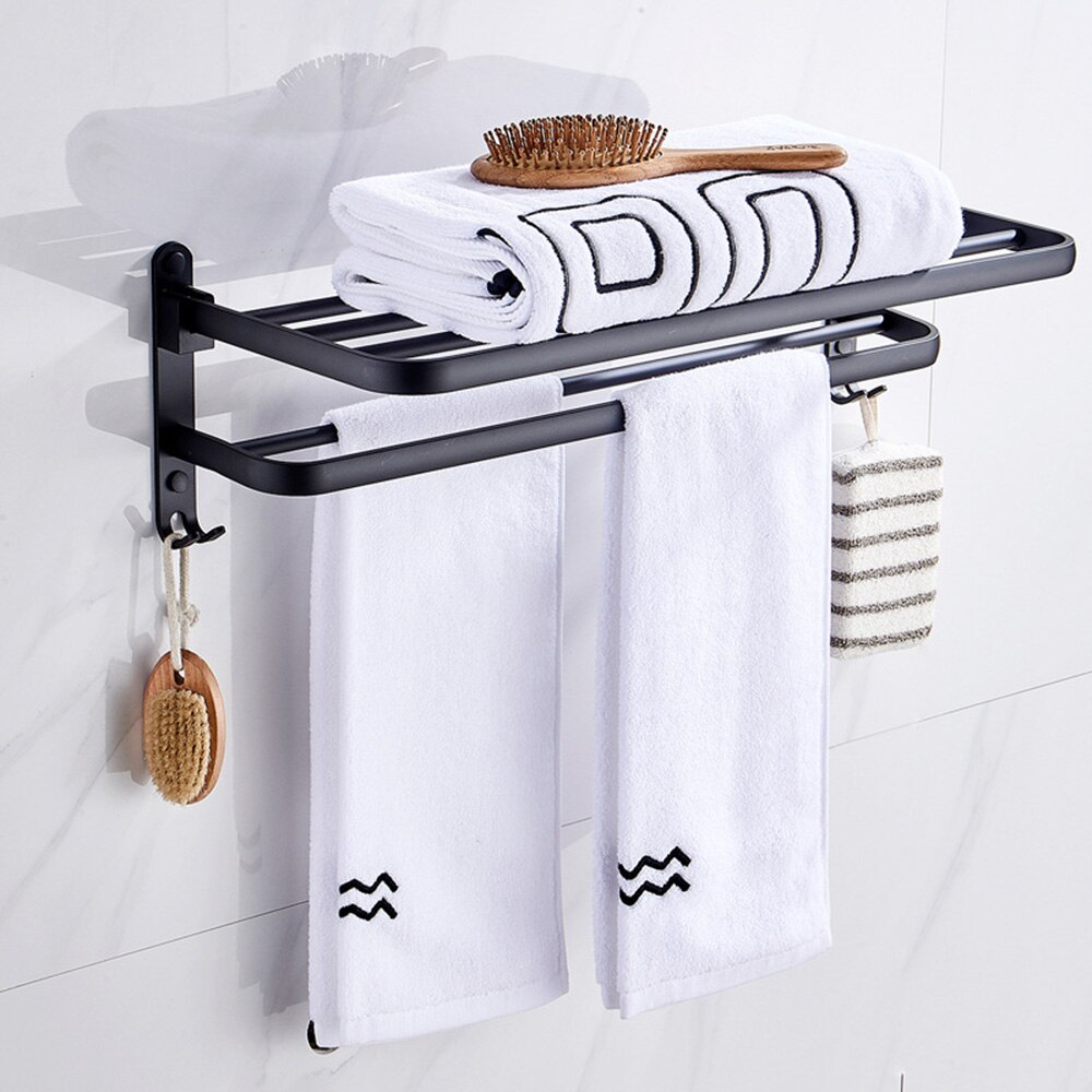 2 couches de maison stockage cintre mural salle de bain support pliable serviette étagère hôtel accessoires patère à vêtements