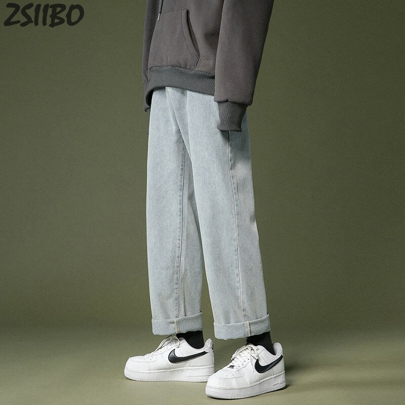 Oversize Men's Korean Fashoins Harem Blue Jeans Pants Unisex Vintage Straight Pants Harajuku Jeans Baggy Belt Denim Male: QianLan / XXXL