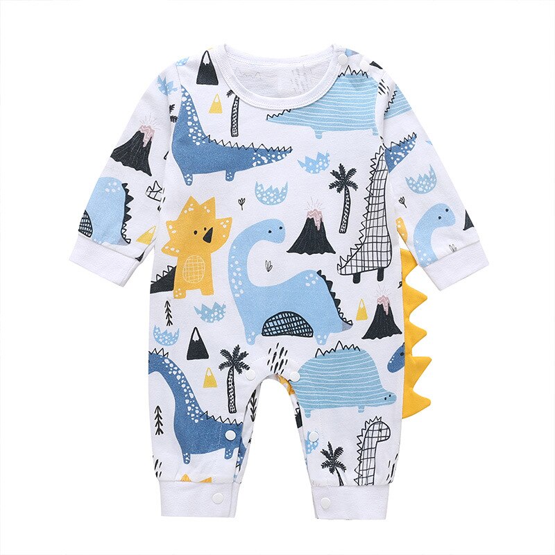 Carter Toddler Spring and Autumn Baby Boy and Girl Cartoon Dinosaur Long-sleeved Jumpsuit: 80CM