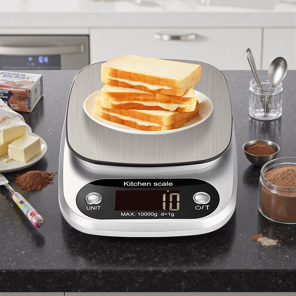 FODWET digitale keukenweegschaal 10 kg / 1 g hoge precisie nauwkeurigheid, compacte voedselweegschaal met LCD-display voor bakken, koken,