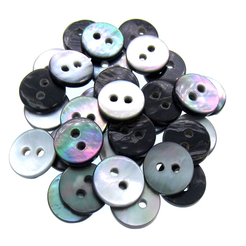50 Stks Zwarte parelmoer shirt knoppen natuurlijke shell knoppen zwarte iriserende 2 gaten Knoppen 11.5mm