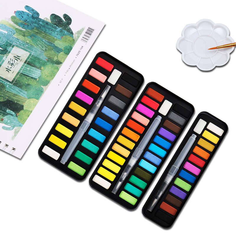 Effen Water Kleur Verf 12,18,24 Kleur Aquarel Pen Diy Graffiti Student Art Set Speciaal Voor Kinderen Student School