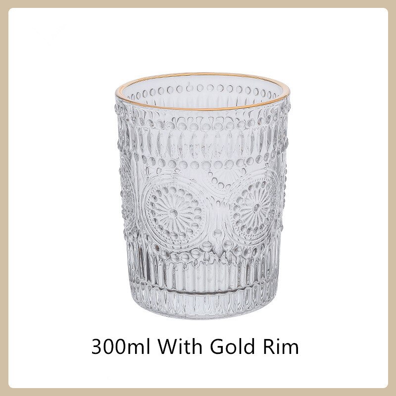 Vasos nórdicos con relieve iridiscente, taza de agua resistente al calor, para té, café, zumo, leche, café, hogar: 300ML Gold