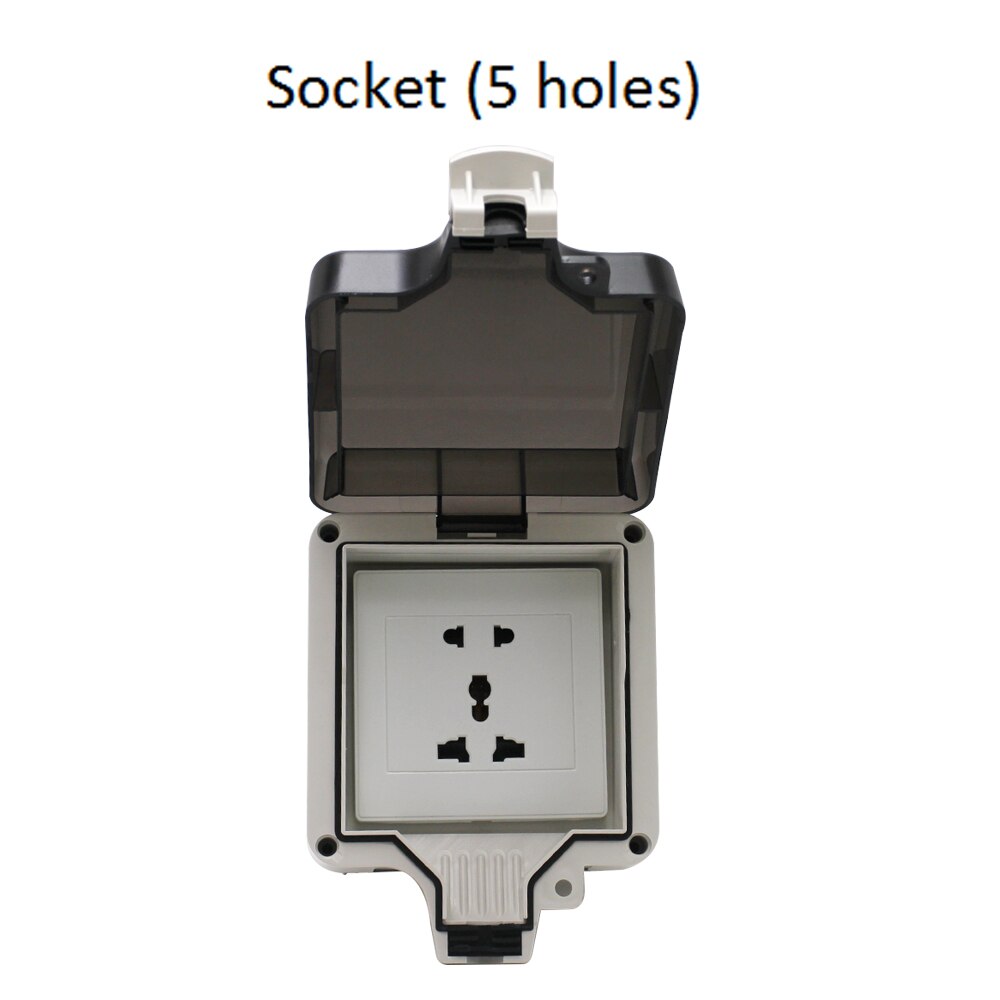 IP66 3/5 Gaten multifunctionele Universele Waterdichte Outdoor Stopcontact Met 2USB Poorten 10A Stopcontact Geaard: 5 hole socket
