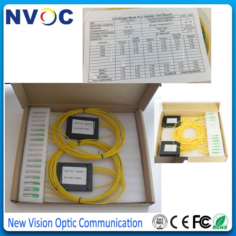 GPON FTTH 1x4 ABS Doos 2.0mm, 1M FC/APC Fiber Optische PLC Splitter Module, 1*4 FC/APC Fiber Optische PLC Splitter