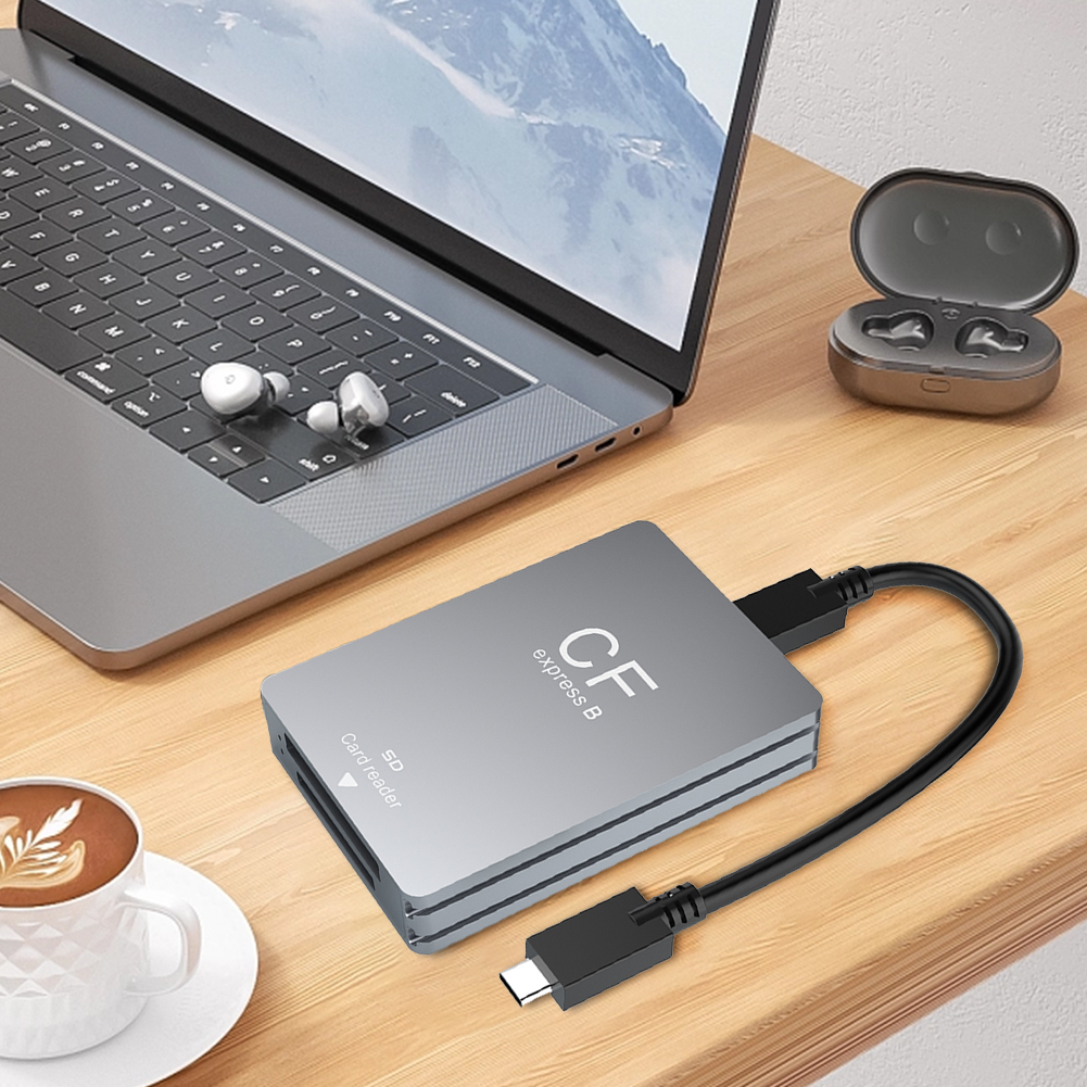 2- in- 1 cfexpress type ab sd-kaartlezer, cfexpress lezeradapter, usb 3.2 10 , dubbele sleuf, ondersteuning voor android/windows/mac os voor spiegelreflexcamera's