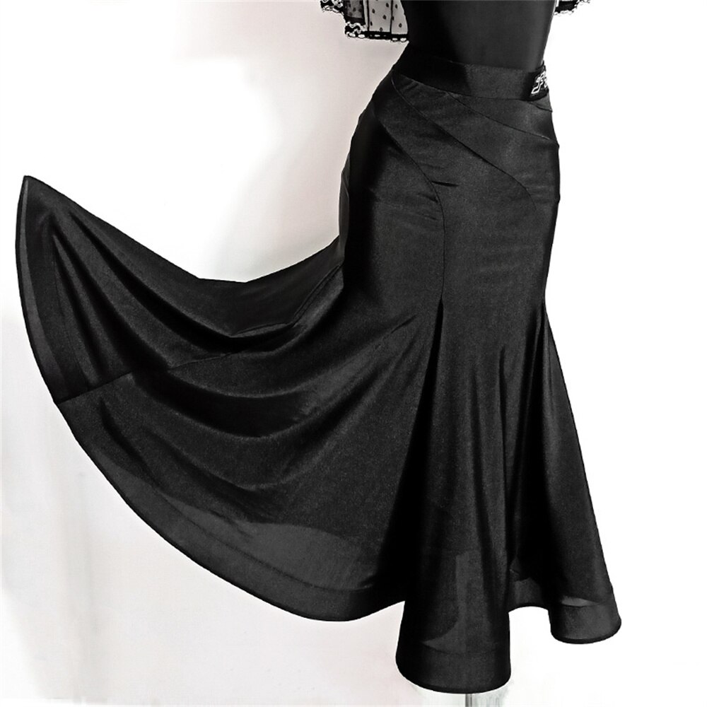 Ballroom Dance Skirts Big Swing Modern Dance Long Skirts Women Balck Blue Competition Practice Costumes: black / XL