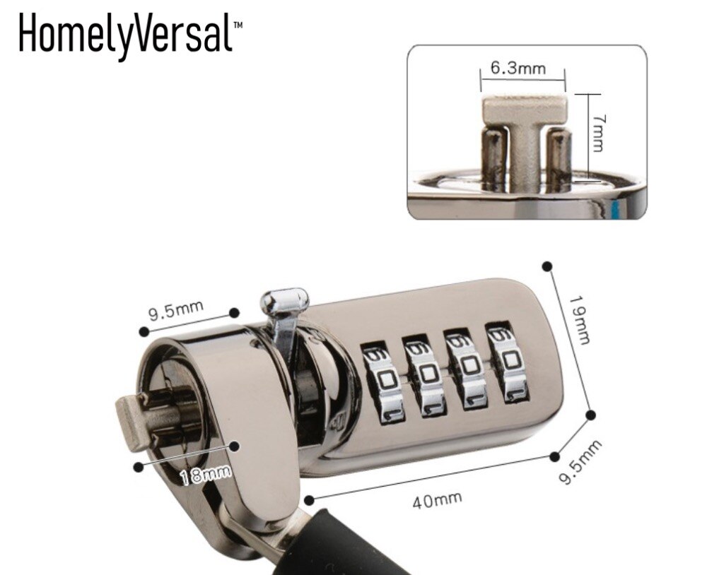 Premium Sleutel Wachtwoord Draagbare Combinatie Laptop Slot Met 1.9M Beveiliging Kabel Chain