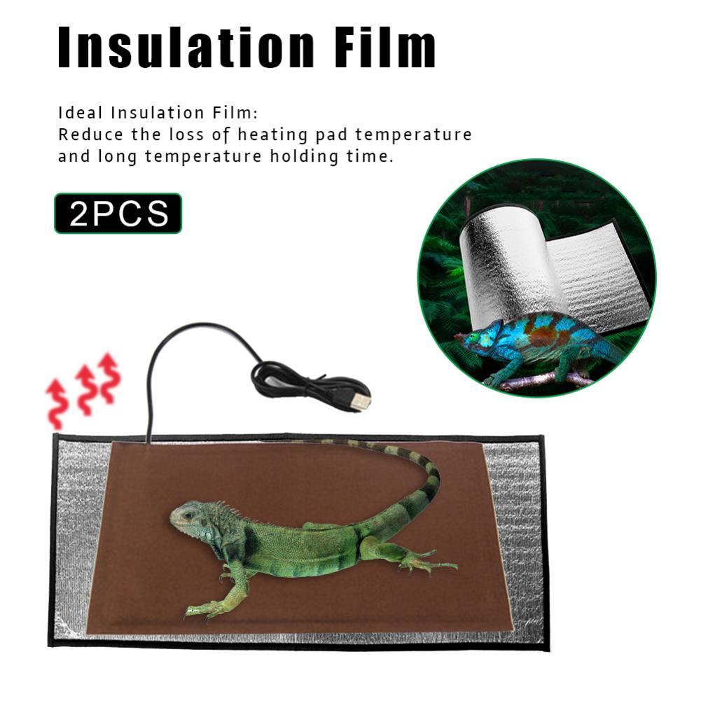 2PCS Reptile Insulation Film Self Warming Pad Reptile Heating Pad Insulation Pads For Parrots Chicks Lizards Turtles Hedgehogs