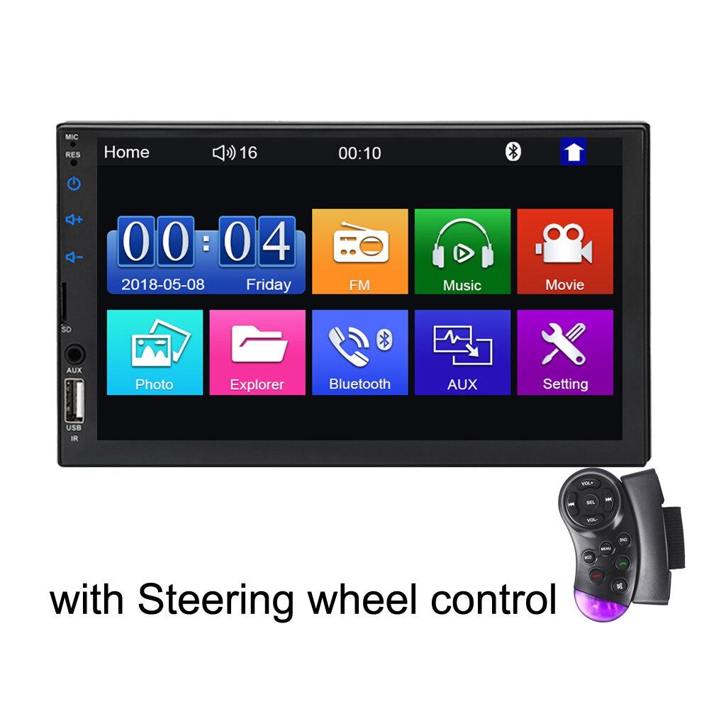 2 Din Capacitance Touch Screen Car MP5 Player with Bluetooth FM Radio Receiver Support Rear Camera external microphone radio: optional 3