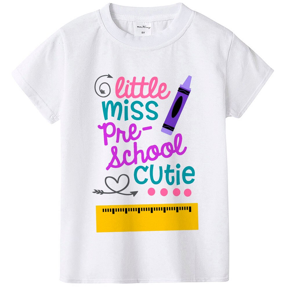 Lille frøken førskole søde skjorte  (0-24 måneder )(2t-12)  piger førskole tilbage til skolen første skoledag kortærmede toppe t-shirt: 3t