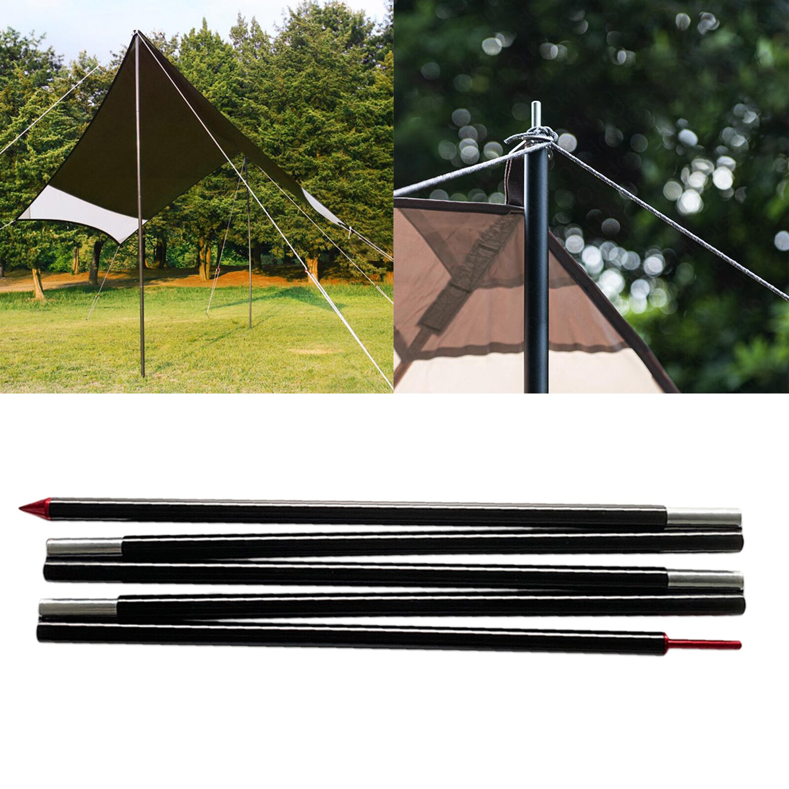 Planenstützstangen, 220cm campingmarkisen, 1- personen-zeltstange mit aufbewahrungstasche, erhöhter tipi-windspinner, großes zeltrohr