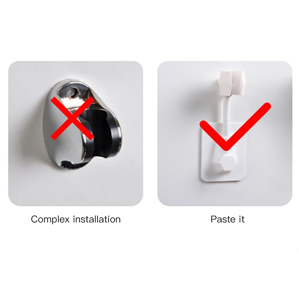 Adjustable Waterproof Shower Head Holder Adhesive Stick Wall Mounted Bath Holder Shower Head Sprinkler Base