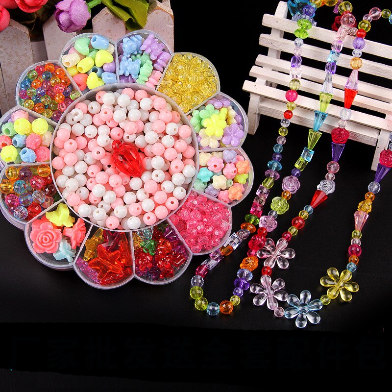 Pack Flower Jewery DIY Beads Necklace Bracelets Loose Beads Kids Decorative Beads Craft Making Suit Accessories