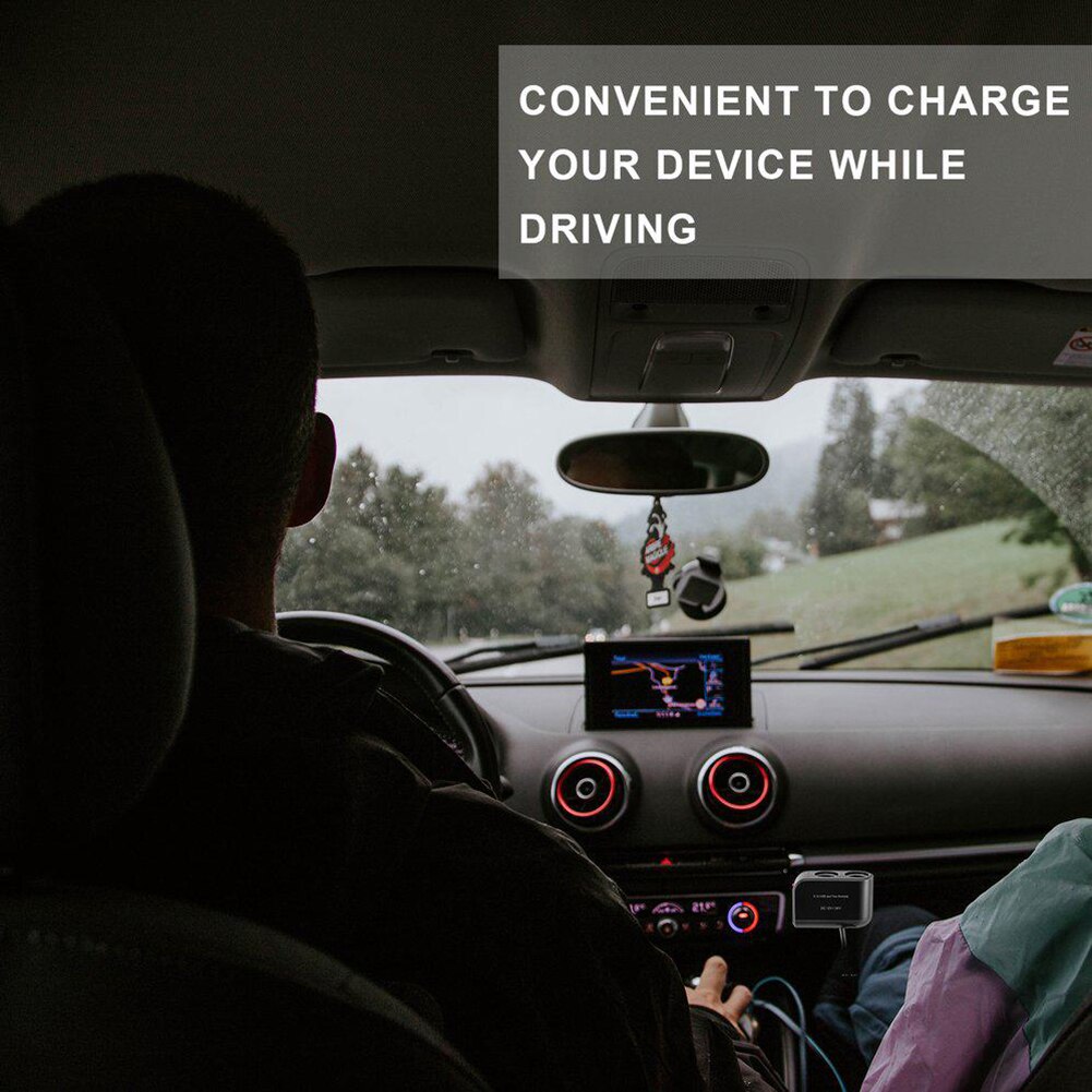 Cargador de coche de 60W 12V, cargador de mechero 3 en 1, adaptador de alimentación divisor USB, cargador de coche, cargador de teléfono móvil, Cargadores para iPhone iPad