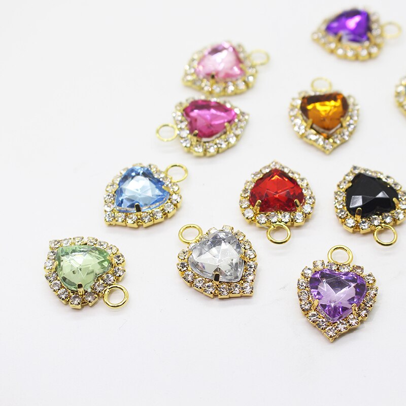 10 sztuk/partia koreański biżuteria akcesoria brzoskwinia serce pazur wiertła ściany pojedyncze wiszące rhinestone wisiorek: mix