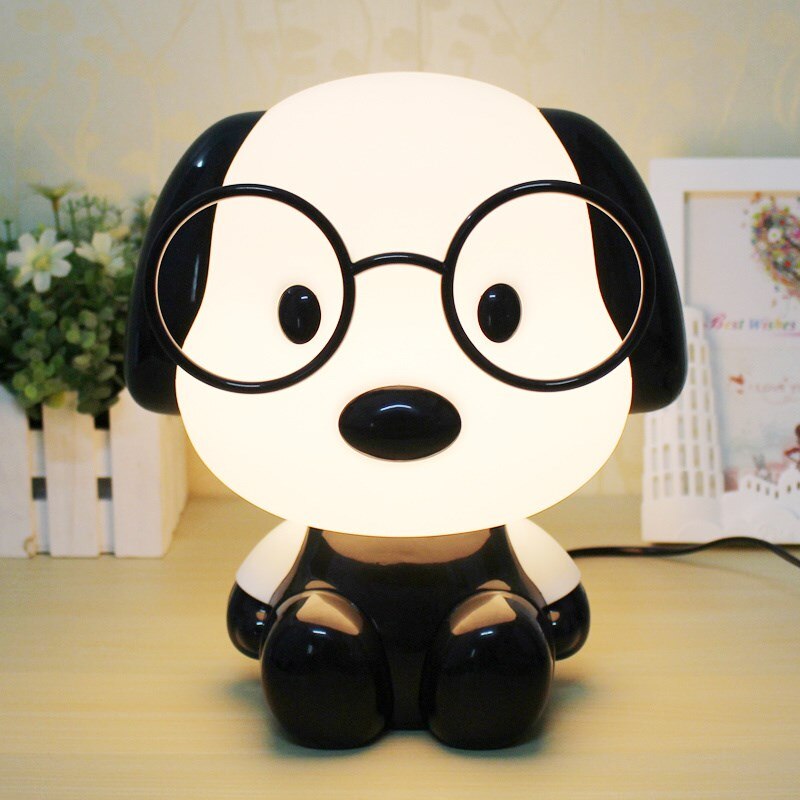 Dr. hund nattlampa tecknat djur nattlampa barnrumsljus bredvid lampa arbetsrum skrivbordslampa art deco led lampa: Svart