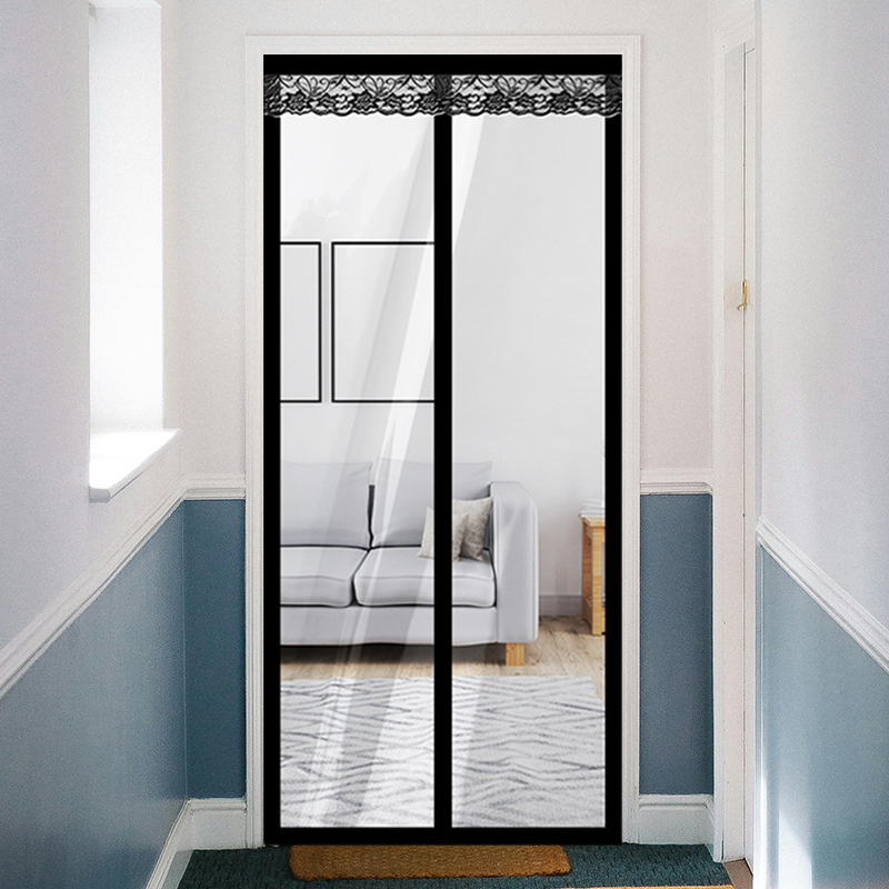 Transparent Insulated Door Curtain, Magnetic Thermal Door Cover Screen Door Self-Closing Privacy Door Screen Hands Free for Pati: 7*2.6