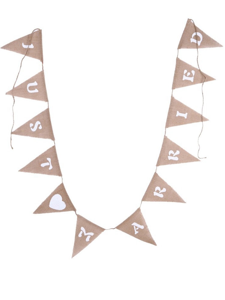 Tappning precis gift baby shower hjärta herr fru evenemang part leveranser land bröllop dekoration flagga jute säckväv linne banner