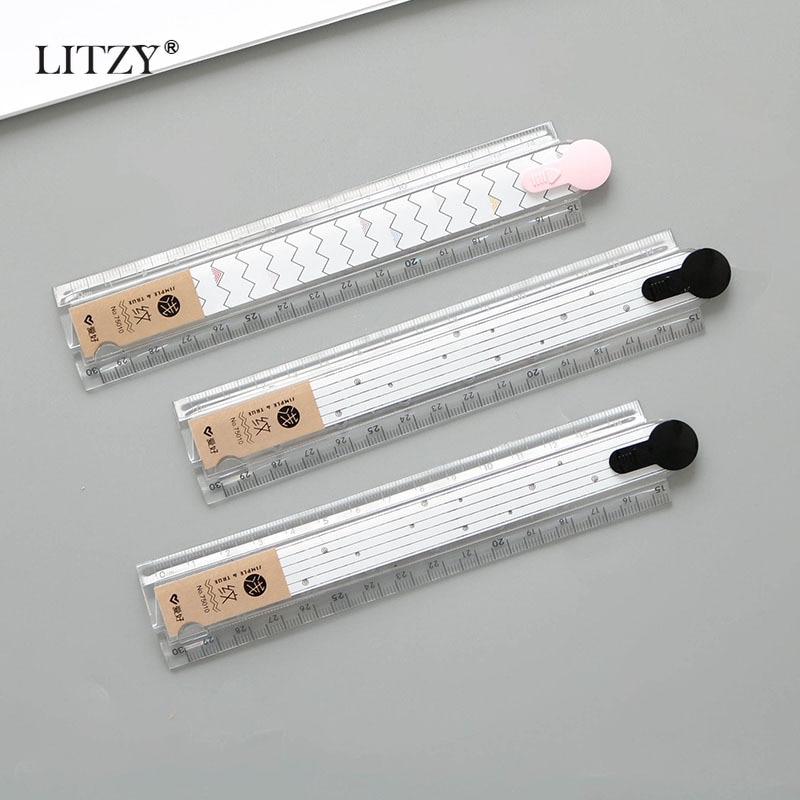 LITZY 1pcs Simple Foldable Rulers 30cm Cute Bookmark Kawaii Geometric Plastic for Office School Ruler Stationery Supply
