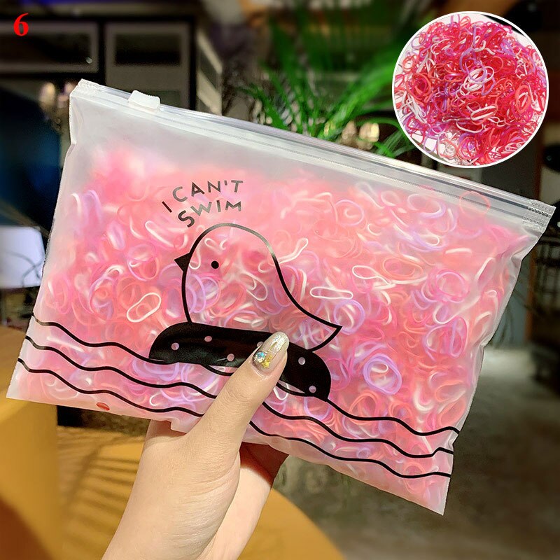 1000 Pcs/Set One Time Mini Rubber Bands Kids Headwear Women Hair Bands Scrunchie Hair Rope Braiding Transparent Hair Accessories: 6