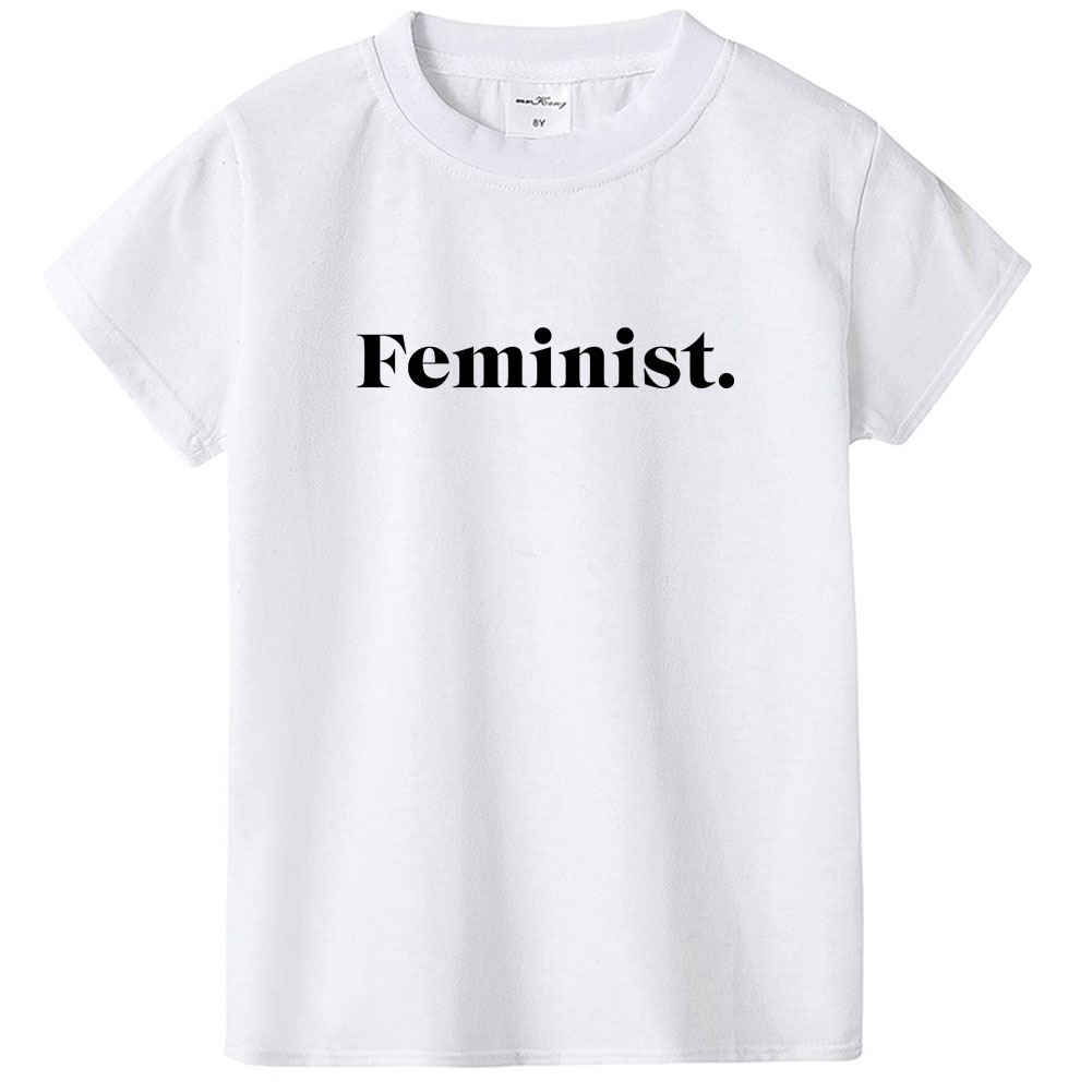 Feministische Peuter Infant Pasgeboren Baby Korte Mouw T-shirt Kinderen Wit T-shirt Kids Cool Slogan Tops Unisex Meisje Jongen Tee: 3T