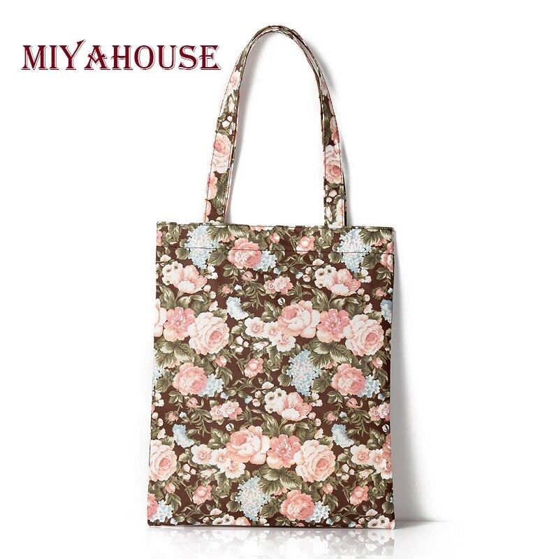 Miyahouse borsa a tracolla da donna di grande capacità con stampa su tela con cerniera borsa da donna borsa a tracolla femminile in cotone floreale di moda