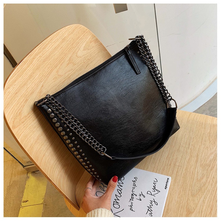 Kvinner dame crossbody pu skinn skulderveske tote dame høy håndveske messenger veske: Svart