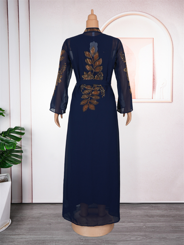 2025 chiffon vestidos de manga longa dubai luxo abayas para mulheres muçulmano 2 pçs conjunto roupas caftan marocain festa baile noite vestido