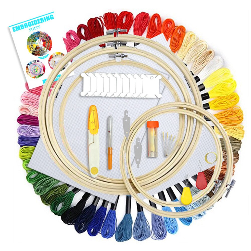 Knitting DIY Sewing Tool Craft Kit Thread Cross Stitch Frame Floss Embroidery