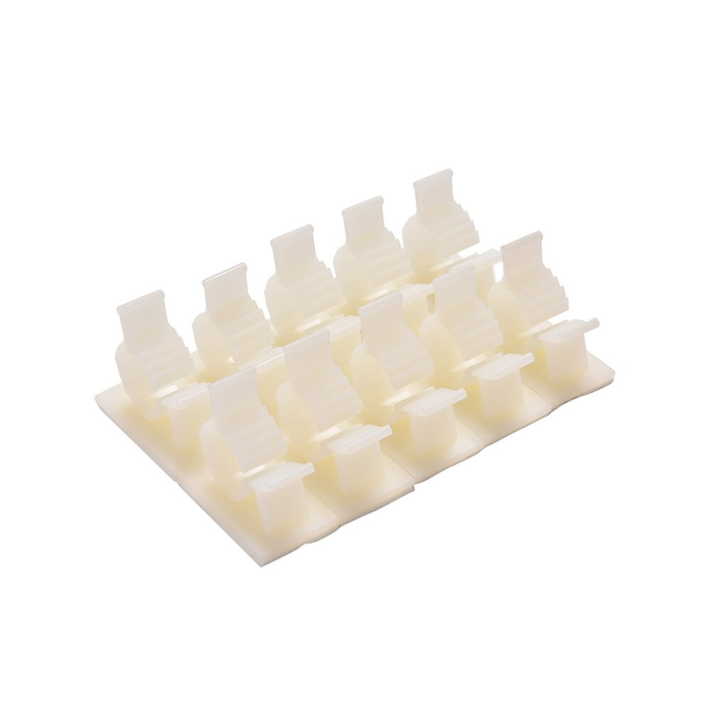 Hvid wire fast clip bil line clip selvklæbende ledning kabel wire clear up clips holder klemmer wire knap 10mm 10 stk/parti