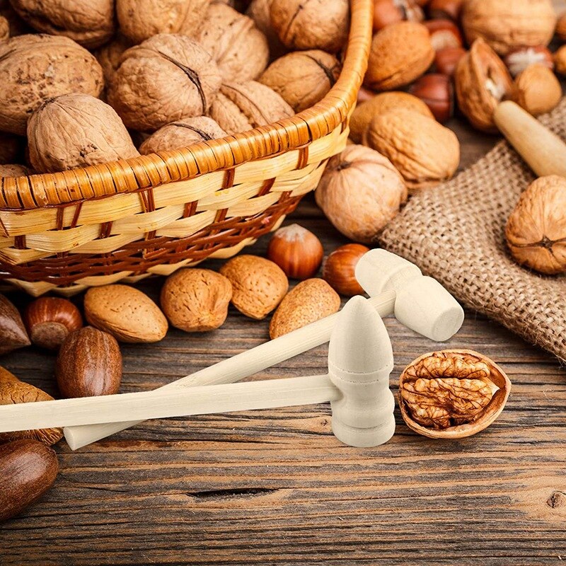 20 Pcs Mini Houten Hamers Krab Kreeft Hamers Hardhout Mallet Beukende Speelgoed Schelpdieren Hamer Zeevruchten Hamer Chocolade