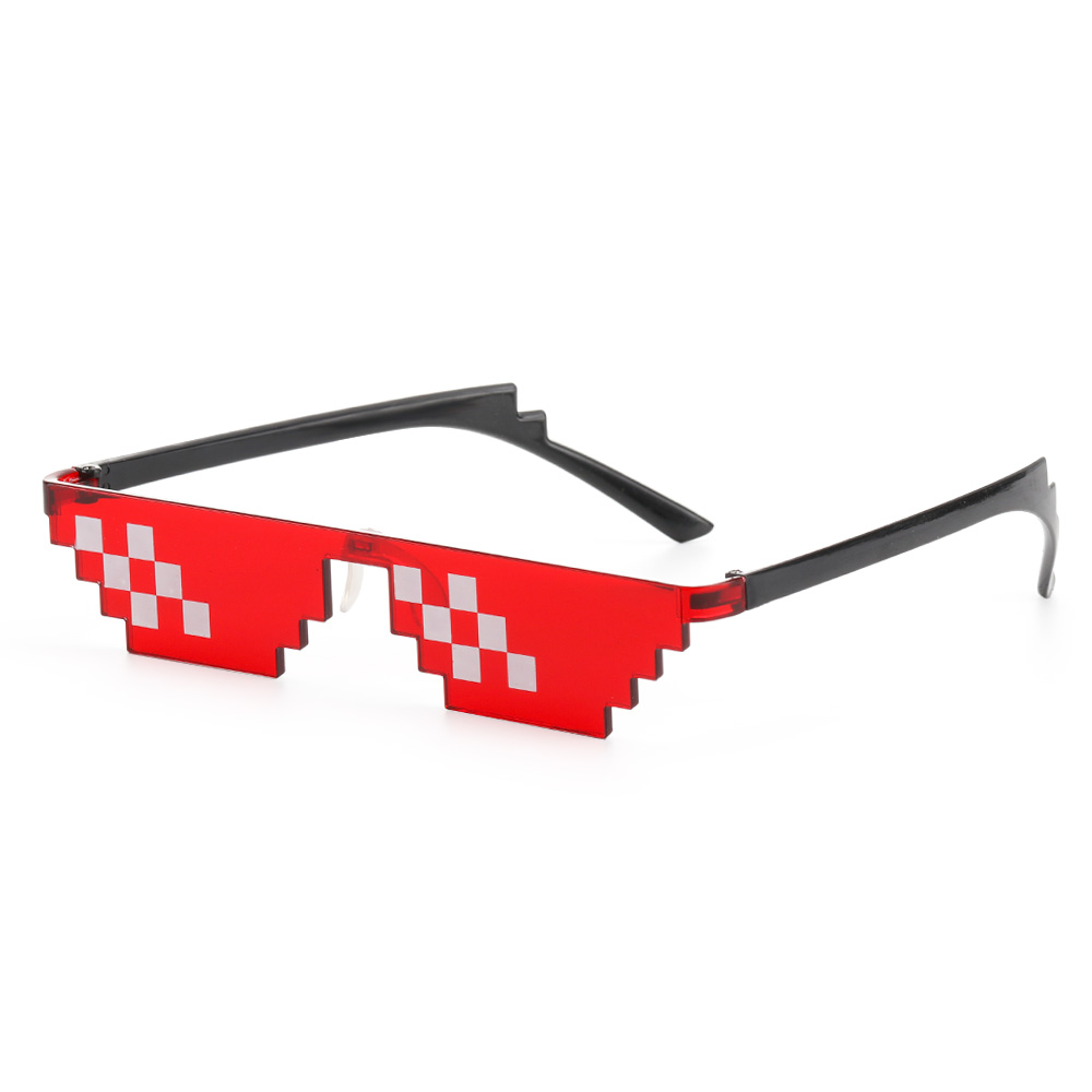 divertido mosaico gafas de sol Thug Life gafas de sol Pixel negro Retro Gamer Robot gafas de sol de cumpleaños Cosplay favores: Morado