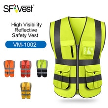 High Visibility Reflective Safety Vest Reflective Vest Multi Pockets Workwear Security Working Clothes Day Night Cycling Warning
