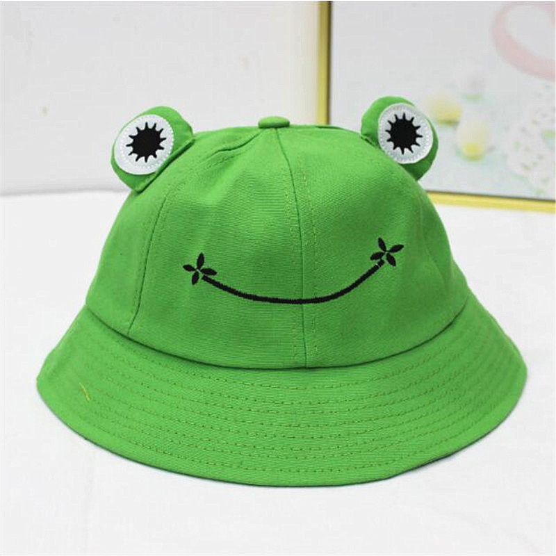 Frog Bucket Hat Summer Hat Female Parent-Child Frog Fishing Cap for Women Girls Cute Sun Hat Big Eyes Bucket Hat